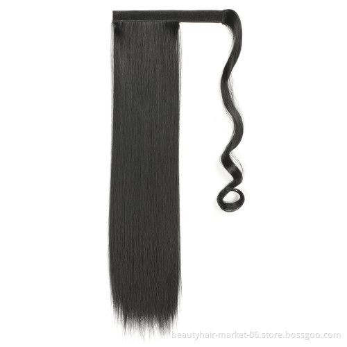 Cheap Wholesale 24" long multi color synthetic clip in ponytail hair extensions wrap around drawstring ponytail for woman